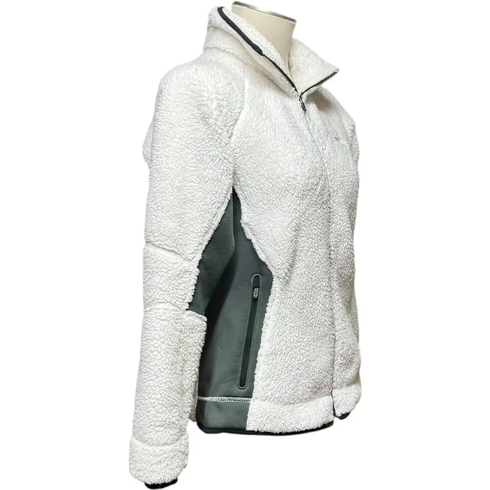 Columbia Sherpa Fleece Jacket Coat White Green Medium